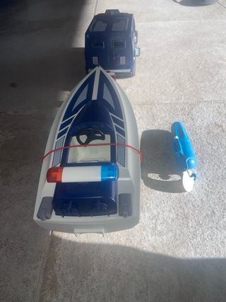 Coche policia remolque lancha playmobil