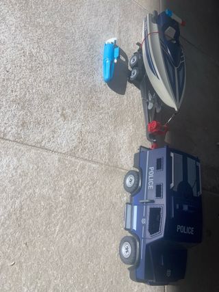 Coche policia remolque lancha playmobil