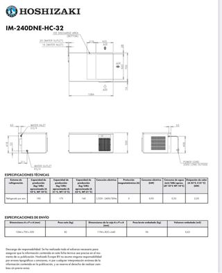 Maquina Hoshizaki hielo de cubitos