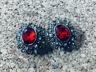 Pendientes Color Oro Viejo Con Brillantes Artesano
