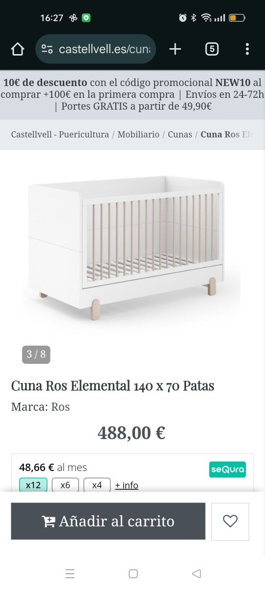 Cuna-cama Ros Elemental 70x140