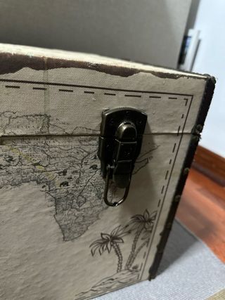 Baúl madera/polipiel mapa mundo antigüo