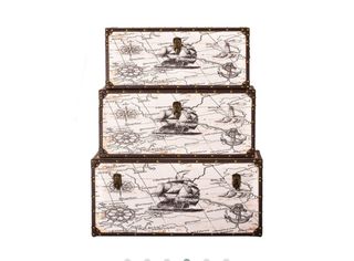 Baúl madera/polipiel mapa mundo antigüo