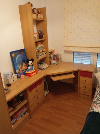 Escritorio con almacenaje y estantería