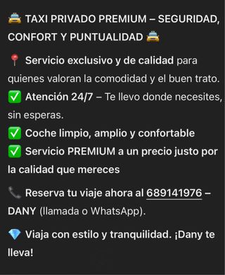 Servicio personalizado de taxi, trasporte..