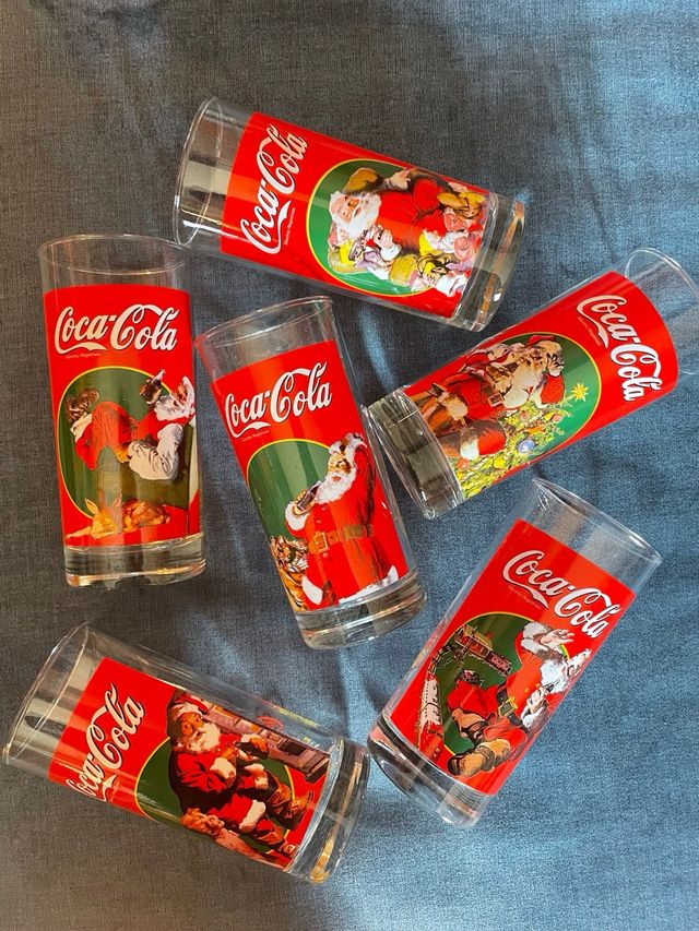 Set Natale bicchieri vintage Coca Cola 1998