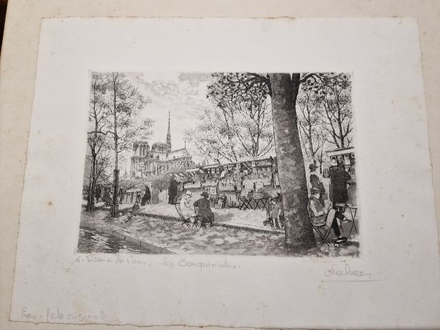 Aguafuerte original vintage, firmado