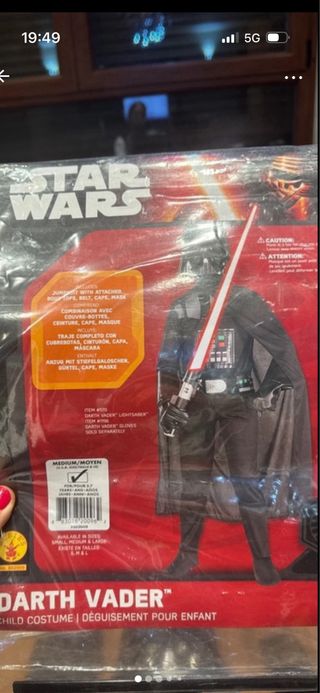 Darth Vader disfraz talla 5/7 años