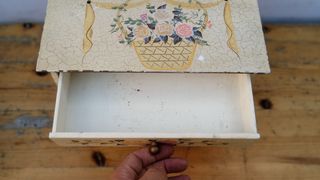 Caja joyero antiguo madera maciza vintage años 60