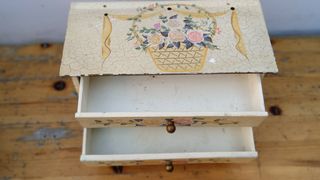 Caja joyero antiguo madera maciza vintage años 60
