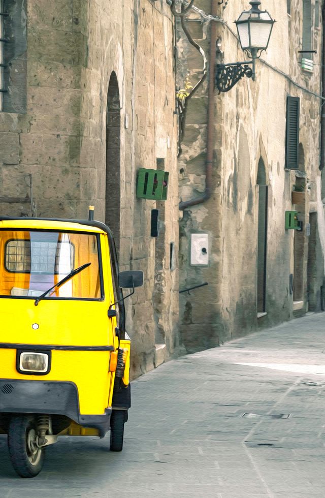 Poster fotografico stile vintage di borgo toscano