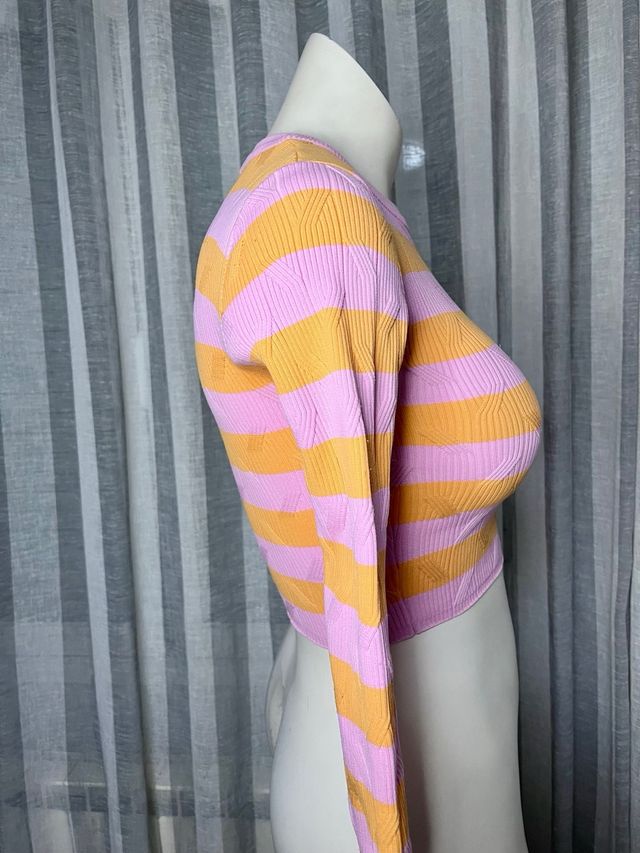 Jersey top canale franjas naranjas y rosas