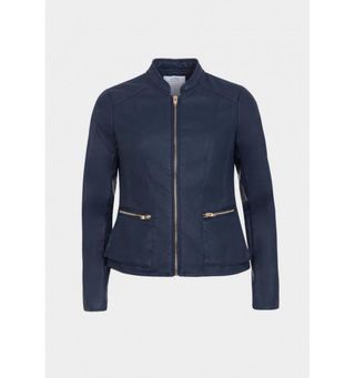 Cazadora cuero mujer color azul