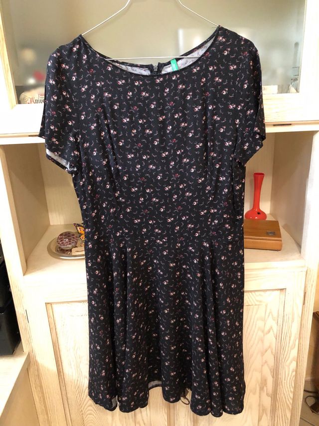 Abito nero fiorellini Benetton tg M