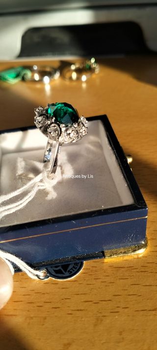 Vintage silver ring 💍 green 💚🍏