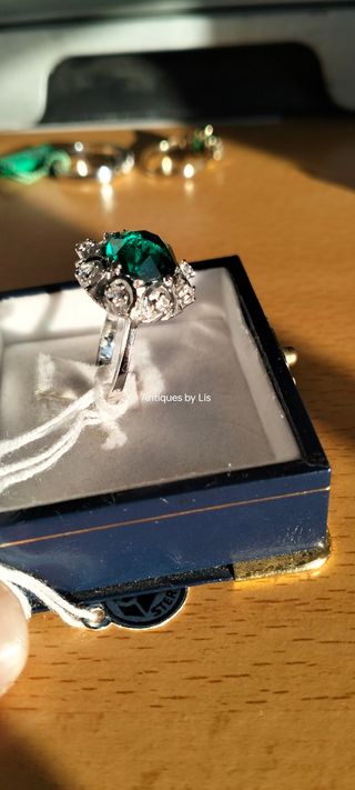 Vintage silver ring 💍 green 💚🍏
