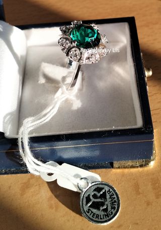 Vintage silver ring 💍 green 💚🍏