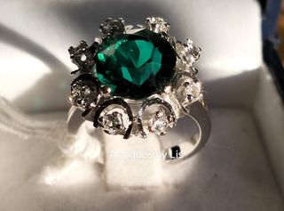 Vintage silver ring 💍 green 💚🍏