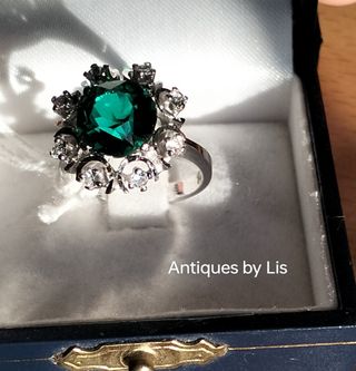 Vintage silver ring 💍 green 💚🍏
