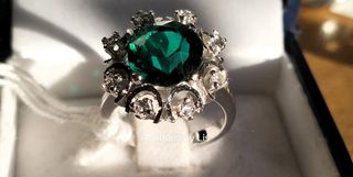 Vintage silver ring 💍 green 💚🍏