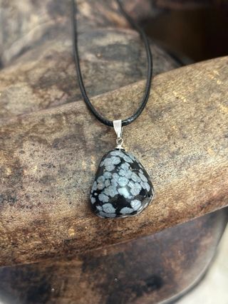 Ciondolo ossidiana fiocco di neve