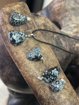 Ciondolo ossidiana fiocco di neve