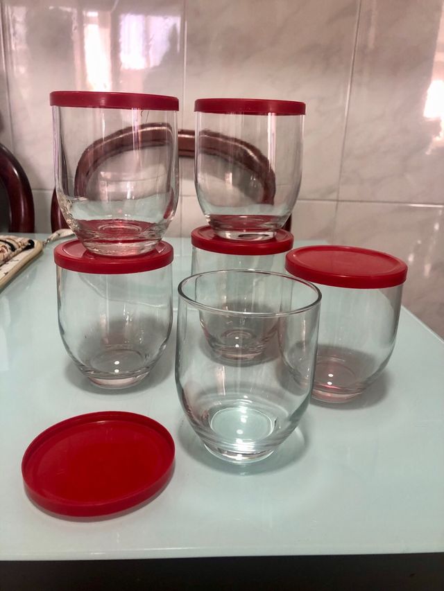 Lote de 6 recipiente o vaso de cristal