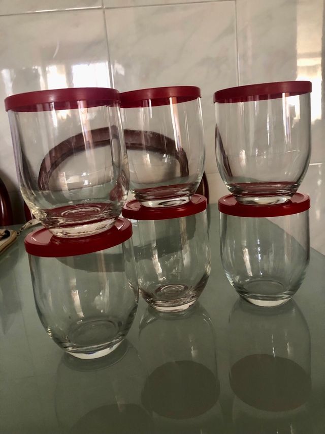 Lote de 6 recipiente o vaso de cristal