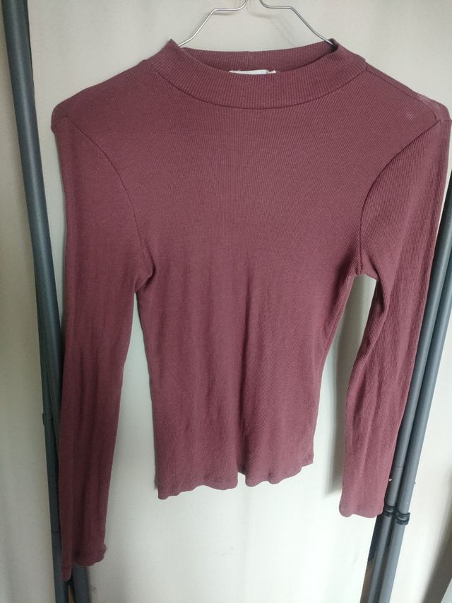 Maglia a maniche lunghe color mogano