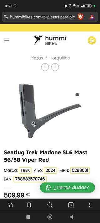 Mastil isospeed Trek Madone gen6 