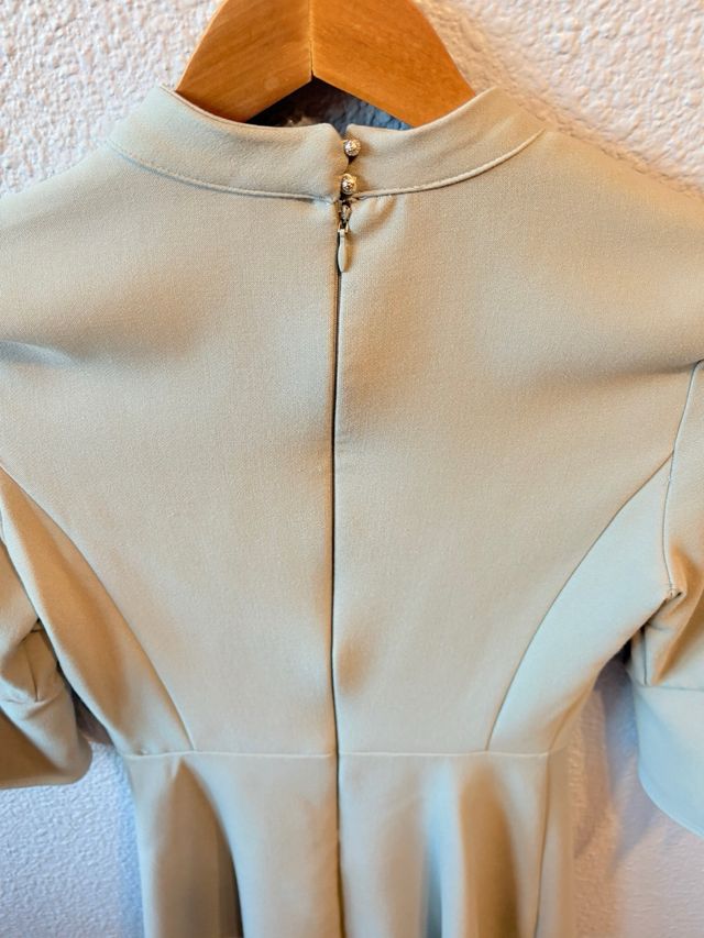 Vestido Zara XS manga larga azul gris