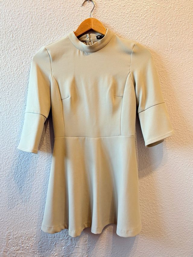 Vestido Zara XS manga larga azul gris