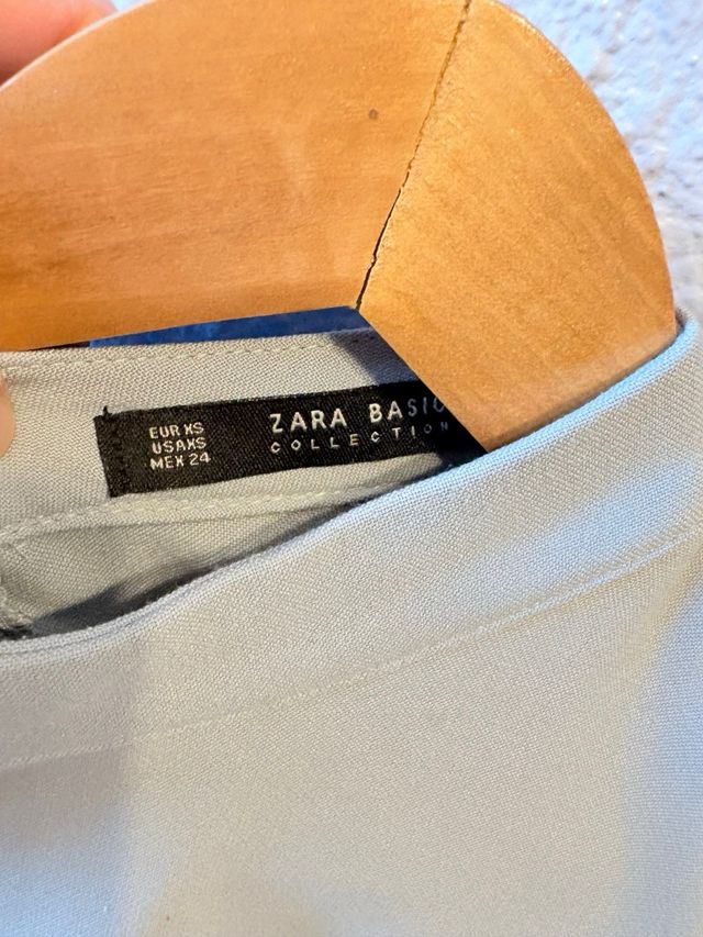 Vestido Zara XS manga larga azul gris