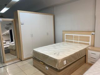Conjunto dormitorio madera natural y blanco NUEVO