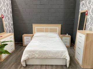 Conjunto dormitorio madera natural y blanco NUEVO