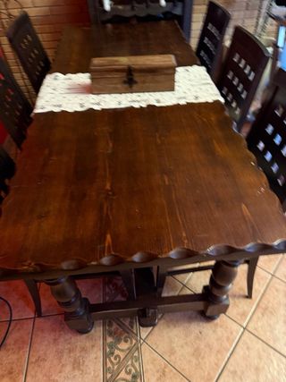 Mesa de madera maziza hecha a mano rustica mas 4 s