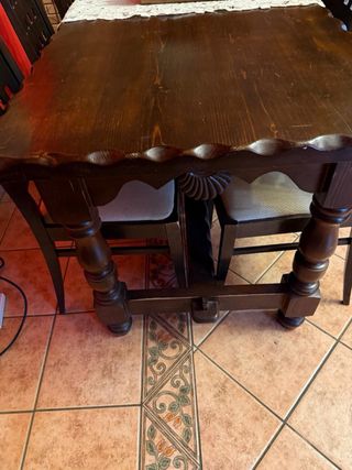 Mesa de madera maziza hecha a mano rustica mas 4 s