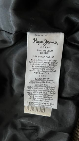 Chaqueta de plumas chica 12/14 años Pepe Jeans