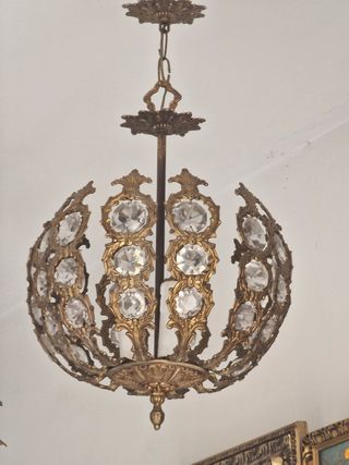 LAMPARA GLOBO BRONCE CRISTAL