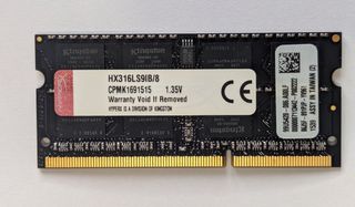 Memoria RAM 8GB Kingston DDR3