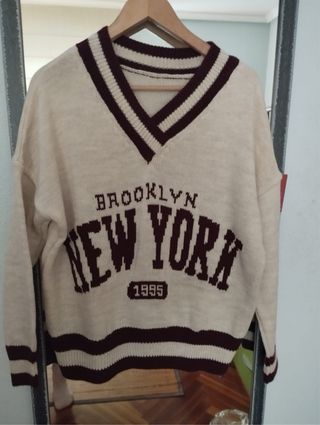 Jersey de punto universitario oversize unisex