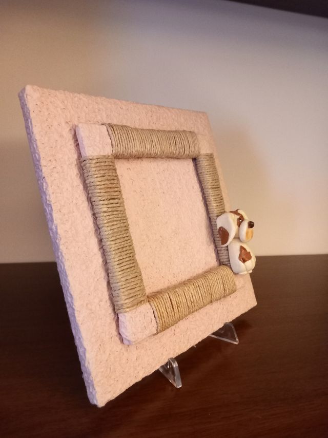 Portafoto rosa con cagnolino