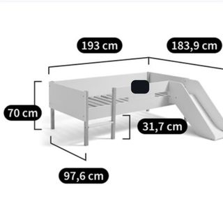 Cama infantil semialta con tobogan incluye colchón