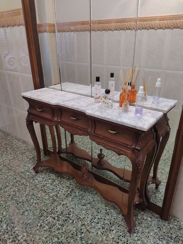 Mueble Entrada madera y marmol