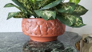 Maceta cerámica y planta de plástico 