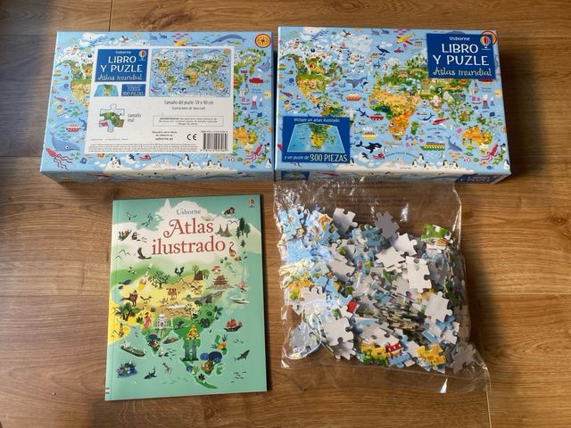 Libro y Puzzle 300 piezas Atlas Mundial