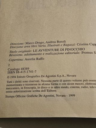 Pinocchio libro vintage