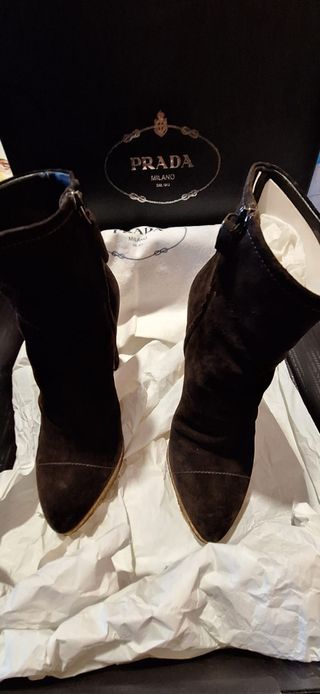 Botines Prada de piel marrón