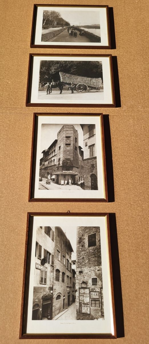 4 stampe vintage di Firenze con cornice
