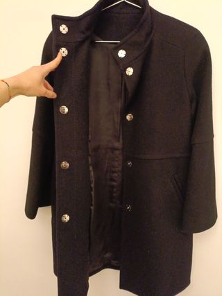 Abrigo oversize negro 62% lana talla xs